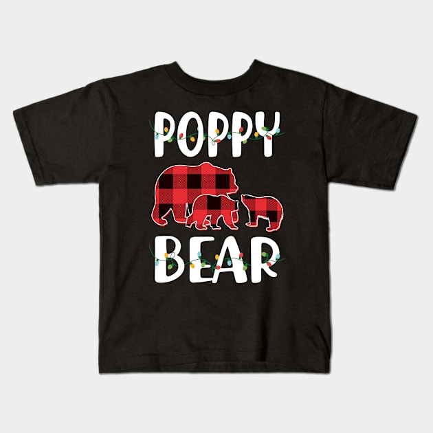 Poppy Bear Red Plaid Christmas Pajama Matching Family Gift Kids T-Shirt by intelus